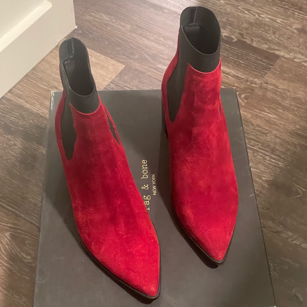 Rag & Bone red suede booties